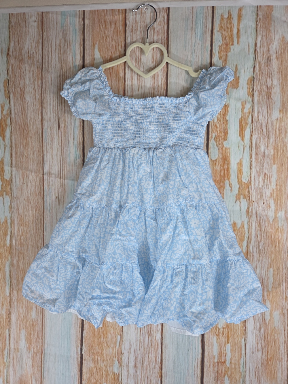 Joie Light Blue Smocked Floral Tiered Dress. 100% Cotton Size 4t